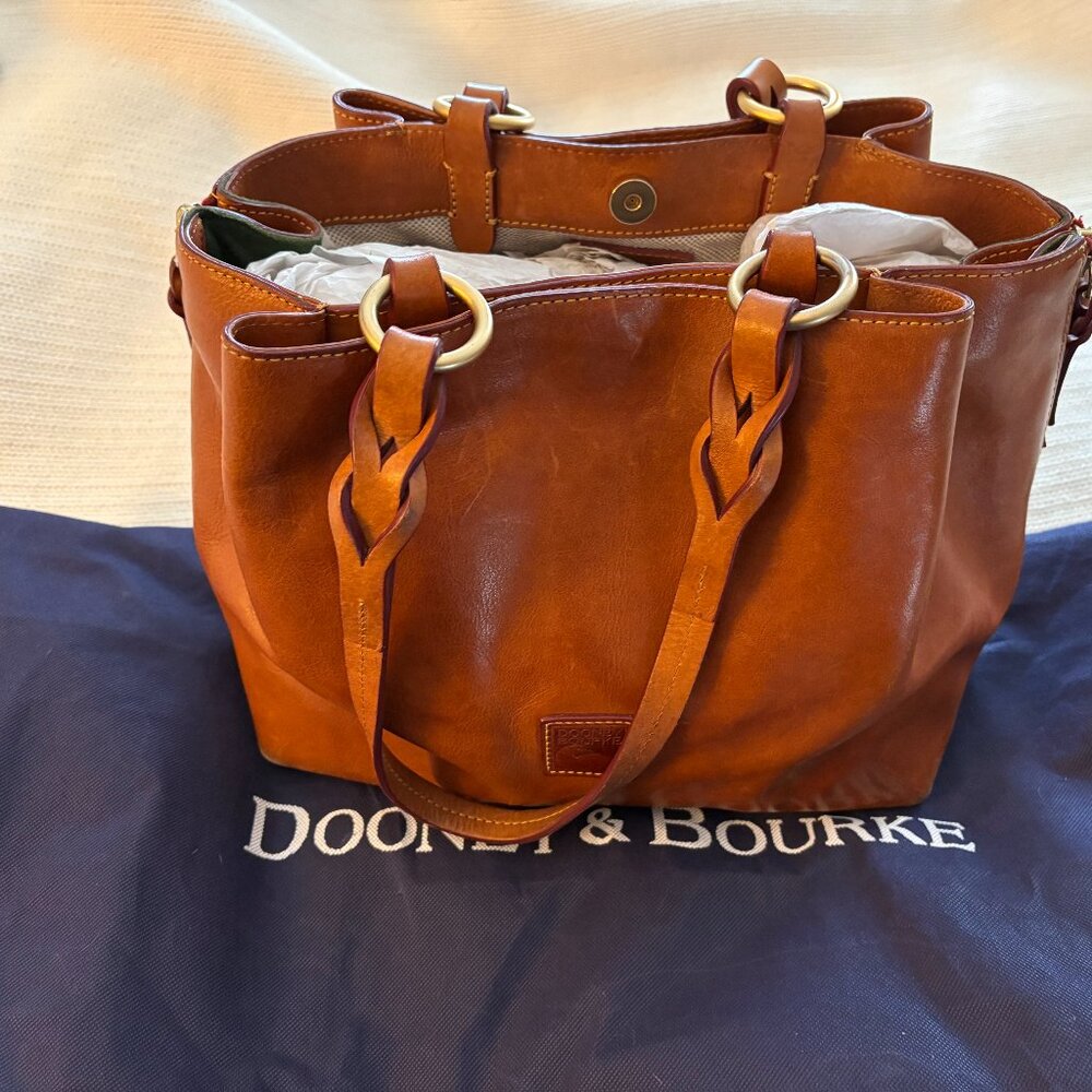 Dooney and Bourke Large Florentine Zip in Saddle